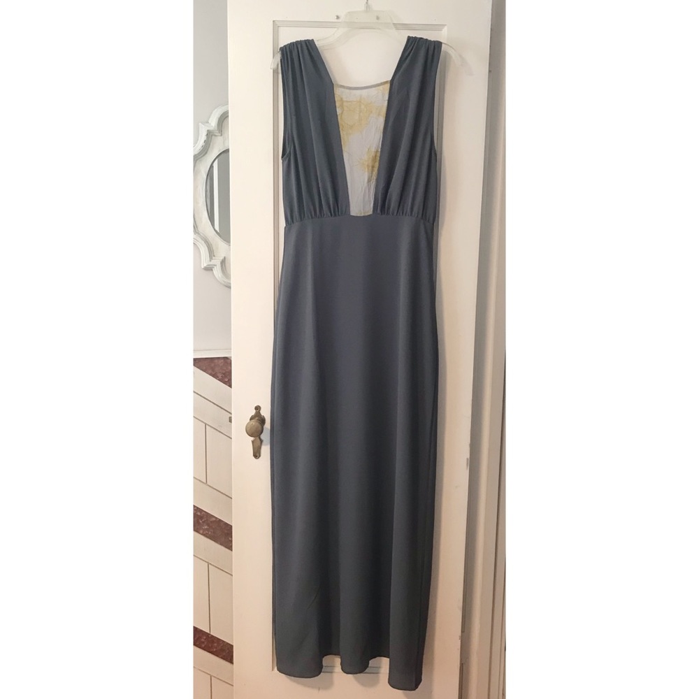 Winter Kate grey low back maxi dress sz M
